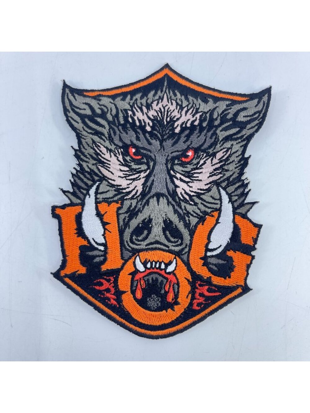 hog embroidered Iron on patch wild boar design